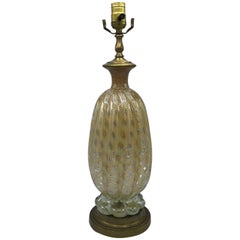1950s Italian Barovier Murano Silver and Gold Glass Lamp