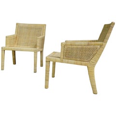 Pair of French Art Deco Design Rattan Bergeres by J.M. Frank and A. Chanaux