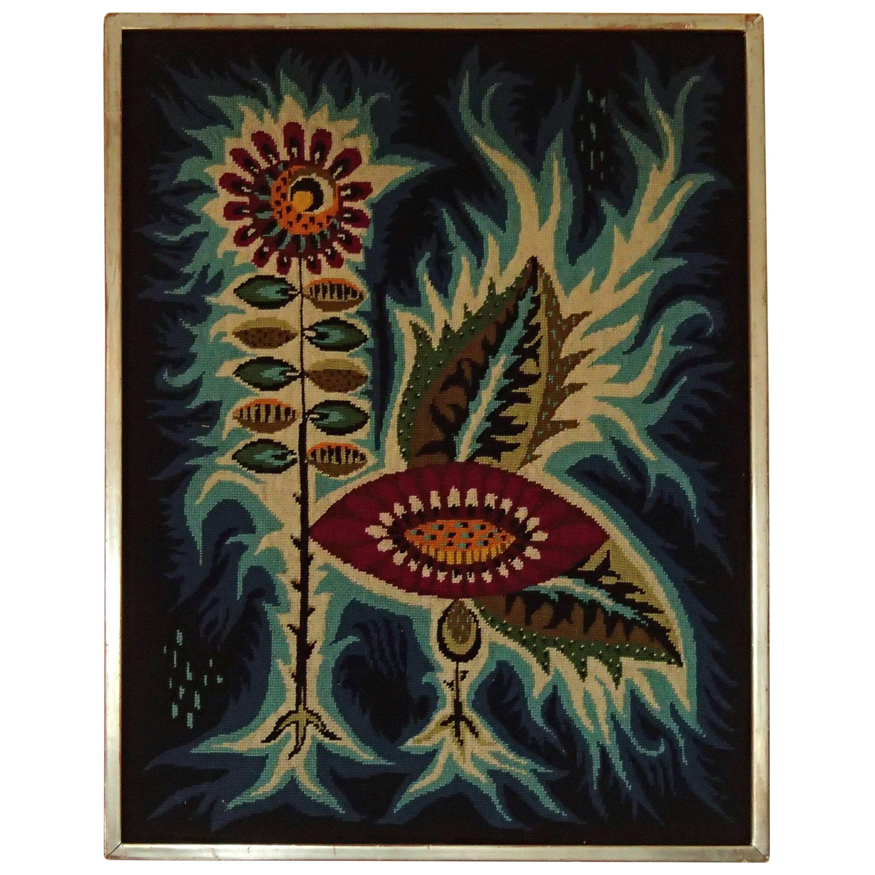 1960s Framed Tapestries by Jean Lurçat Flowers