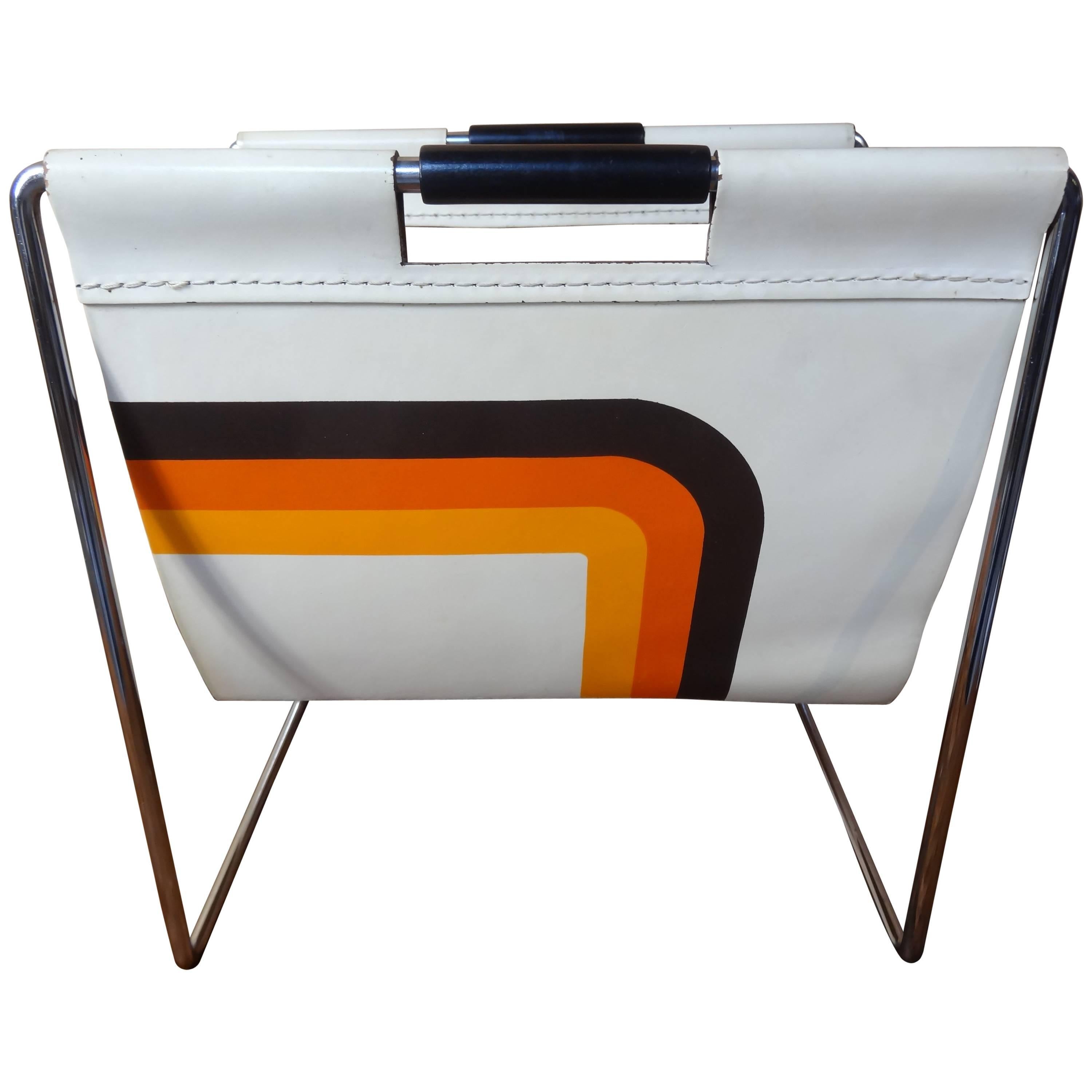 Leather and Chrome Magazine Rack by Brabantia Holland