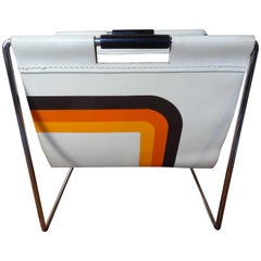 Vintage Leather and Chrome Magazine Rack by Brabantia Holland