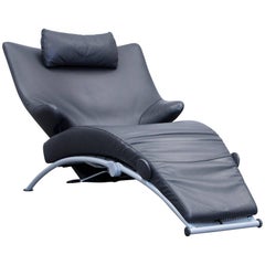 WK Wohnen Solo 699 Designer Lounger Leather Black Chair Function Modern