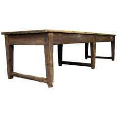 Antique 18th Century Georgian Large Scullery Prep Table in Original Paint and Pine Top