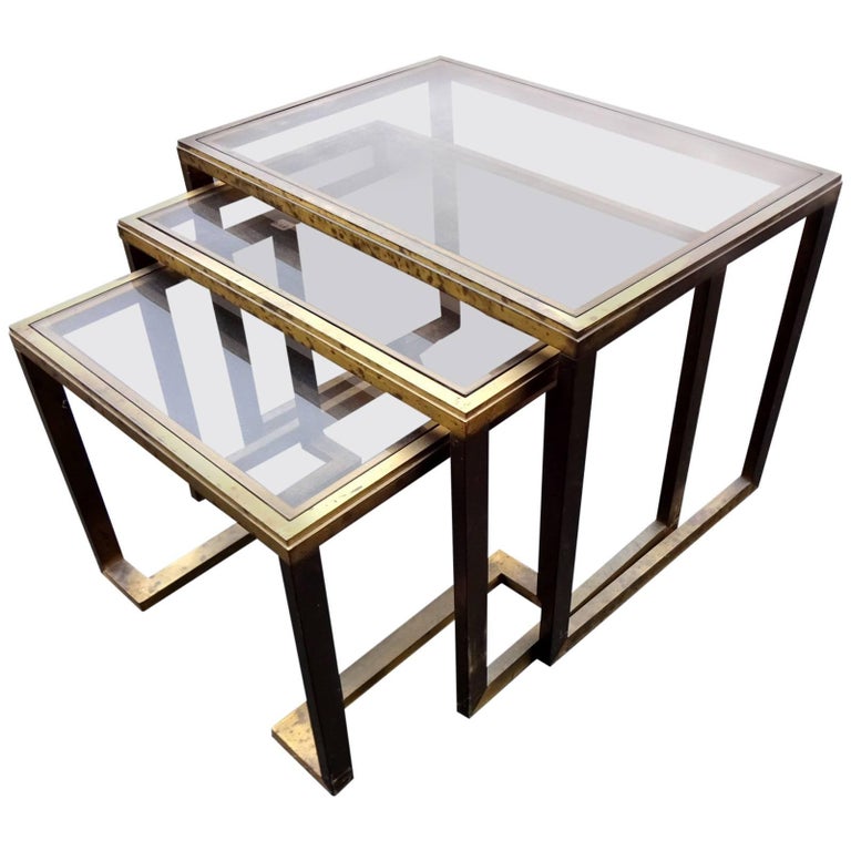 Nesting Brass Tables For Sale at 1stDibs