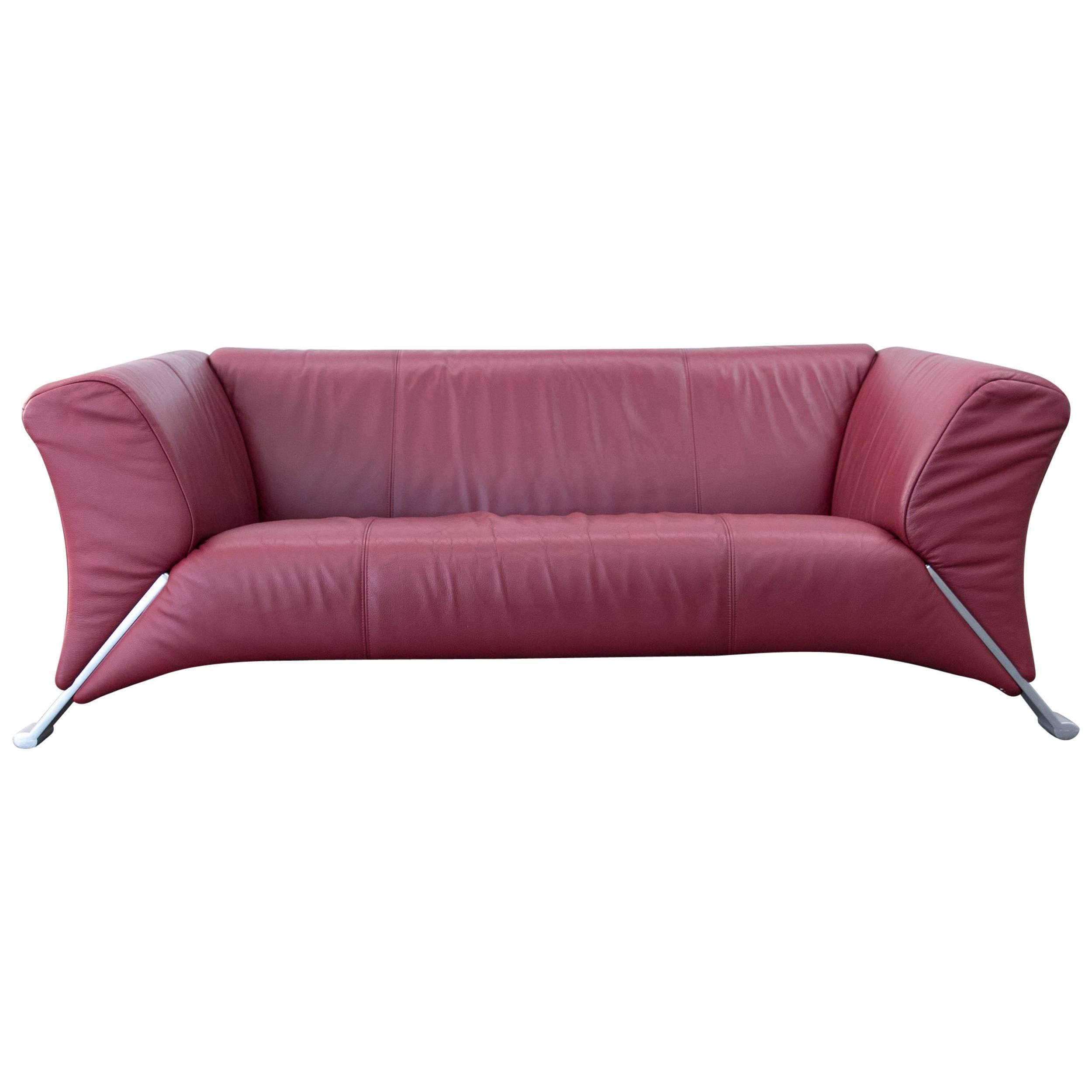 Rolf Benz 322 Designer Sofa Leather Red Two-Seat Modern For Sale