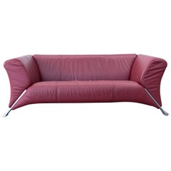 Rolf Benz 322 Designer Sofa Leather Red Two-Seat Modern