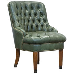 Chesterfield Leather Chair Green One seat Couch Vintage Retro