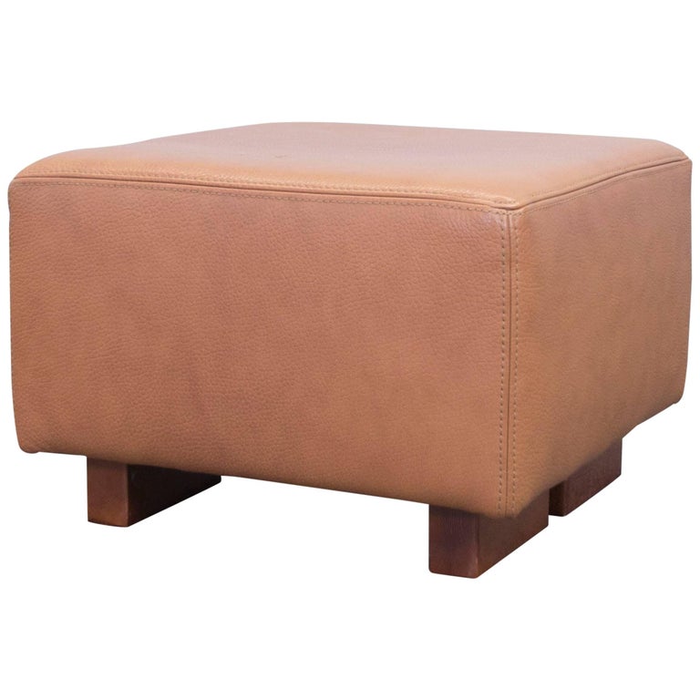 Designer Leather Footstool Terracotta Brown Pouf Footrest Modern at 1stDibs