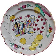 South of France, 18th Century, Plate in Faience with a Royal Flush