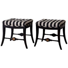Pair of Neoclassical Swedish Stools, 19th Century, Sweden