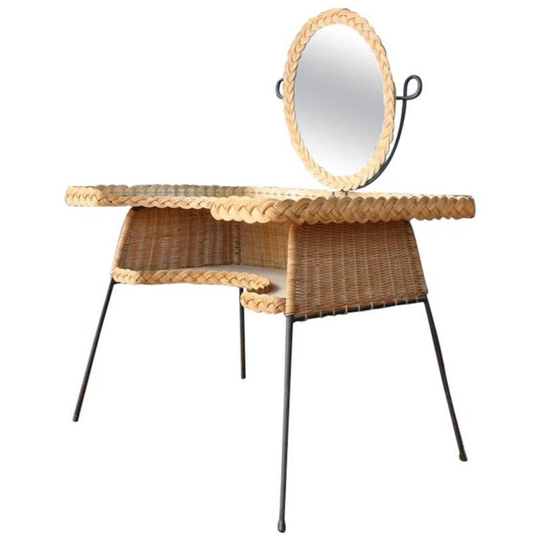 Vintage Wicker and Iron Vanity at 1stDibs vintage wicker vanity, wicker makeup vanity, antique