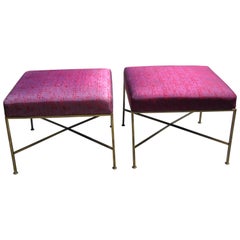 Pair of Paul McCobb Brass X-Base Stools