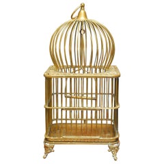 Vintage French Brass Domed Bird Cage