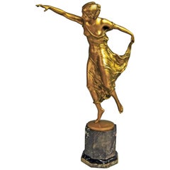 Tänzerin aus Bronze von Poertzel Otto:: Deutschland Hergestellt um 1920-1925