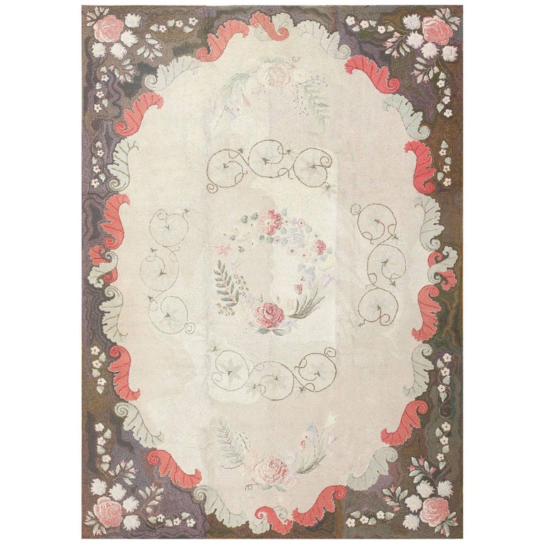 Room Sized Antique American Hooked Rug