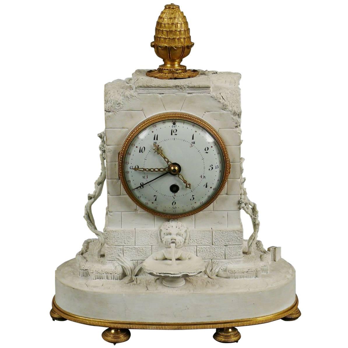 Romantic Clock Sevres Bisque Porcelain, France, 1793