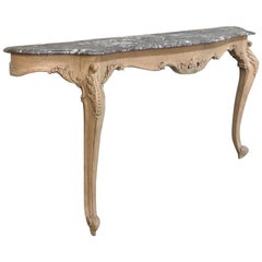 19th Century Grand French Regence Stripped Oak Marble Top Console