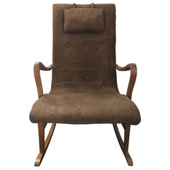 1950 Swedish Birchwood Rocking Chair in Original Condition Bruno Mathsson Style