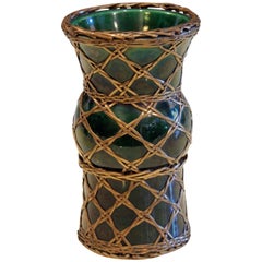 Vase Gu Form Awaji Pottery antique Tissage en laiton