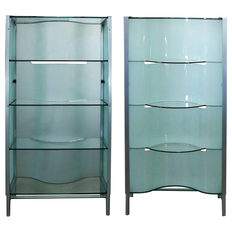 Dual Sided Glass and Metal Enclosed Display Vitrine Étagère
