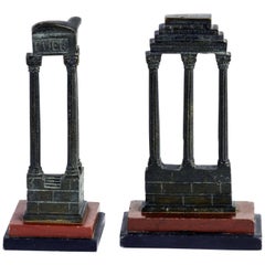 Pair of Bronze Grand Tour Architectural Models of Temple Ruins in Roman Forum