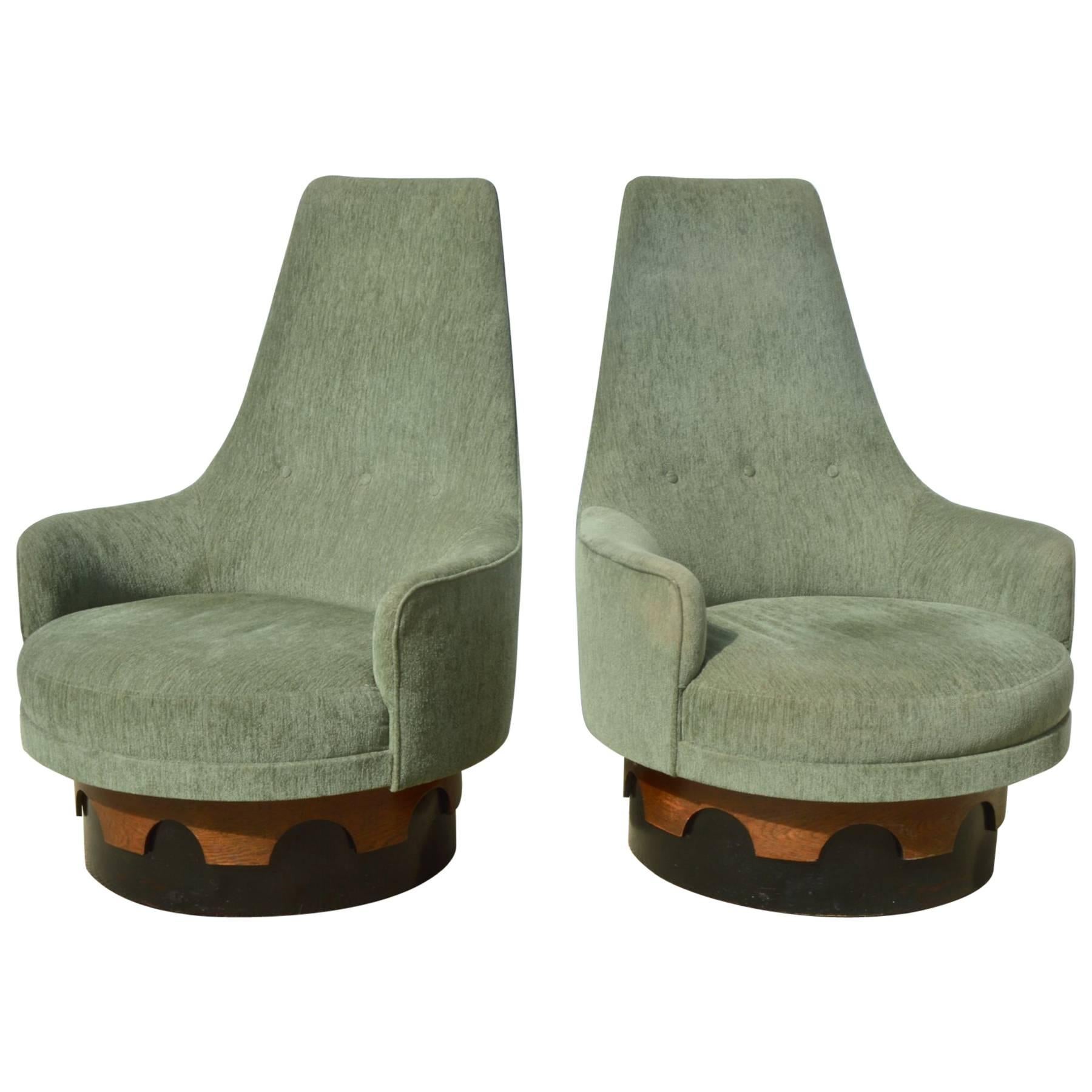 Adrian Pearsall High Back Swivel Chairs, a Pair For Sale