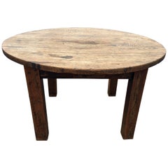 Antique Rustic Round Oak Coffee Table