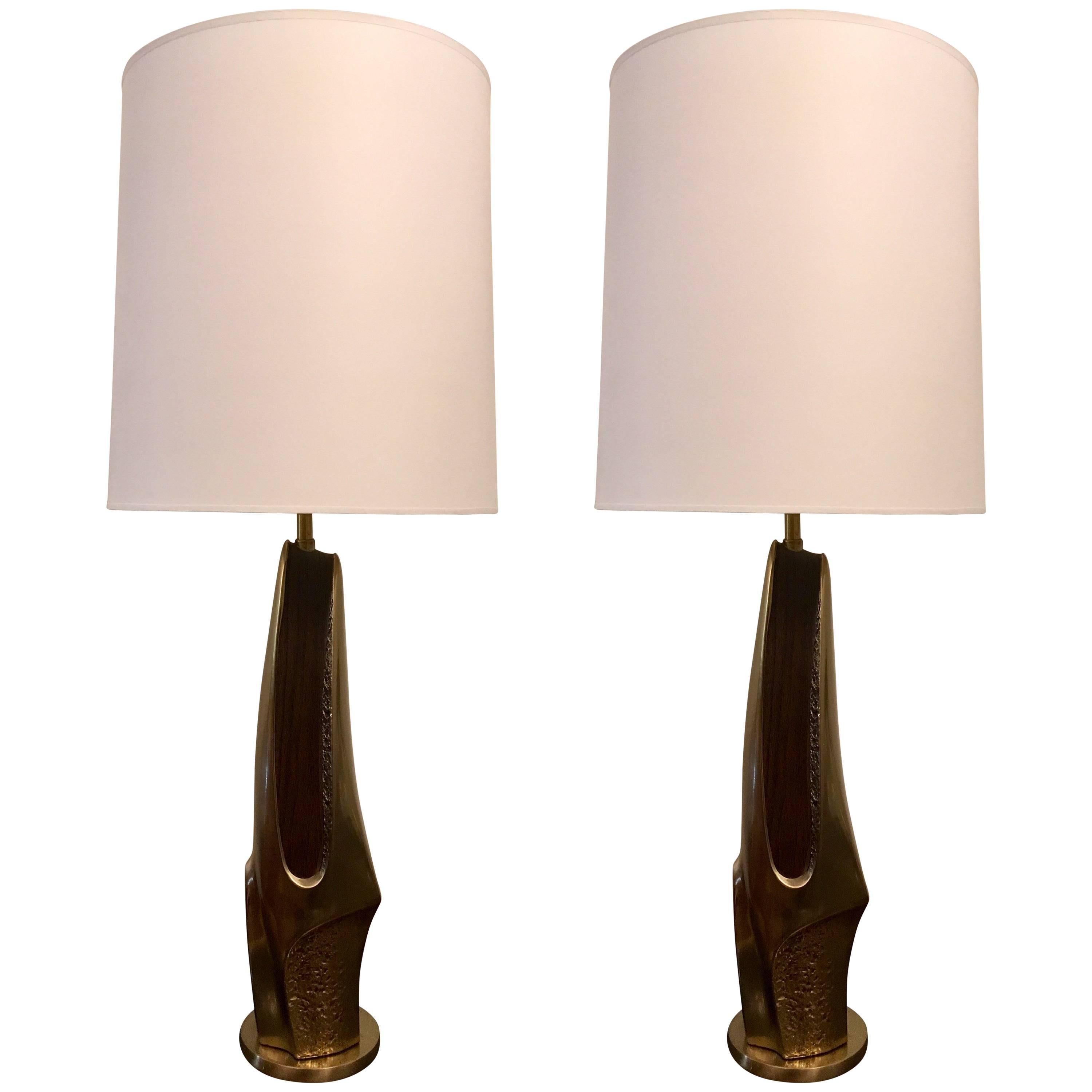 Pair of 1970s American Laurel Company Sculptural Table Lamps