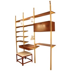 George Nelson Mid- Century Storage Wall Unit Bookcase and Desk for Omni