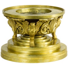 Neoclassical Tripod Brass Lamp with Lionfoot Base, circa 1900