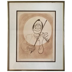 Al Hirschfeld Etching, Jack Benny with Violin in White Tux, 89/150, 1975