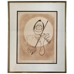 Vintage Al Hirschfeld Etching, Jack Benny with Violin in White Tux, 89/150, 1975