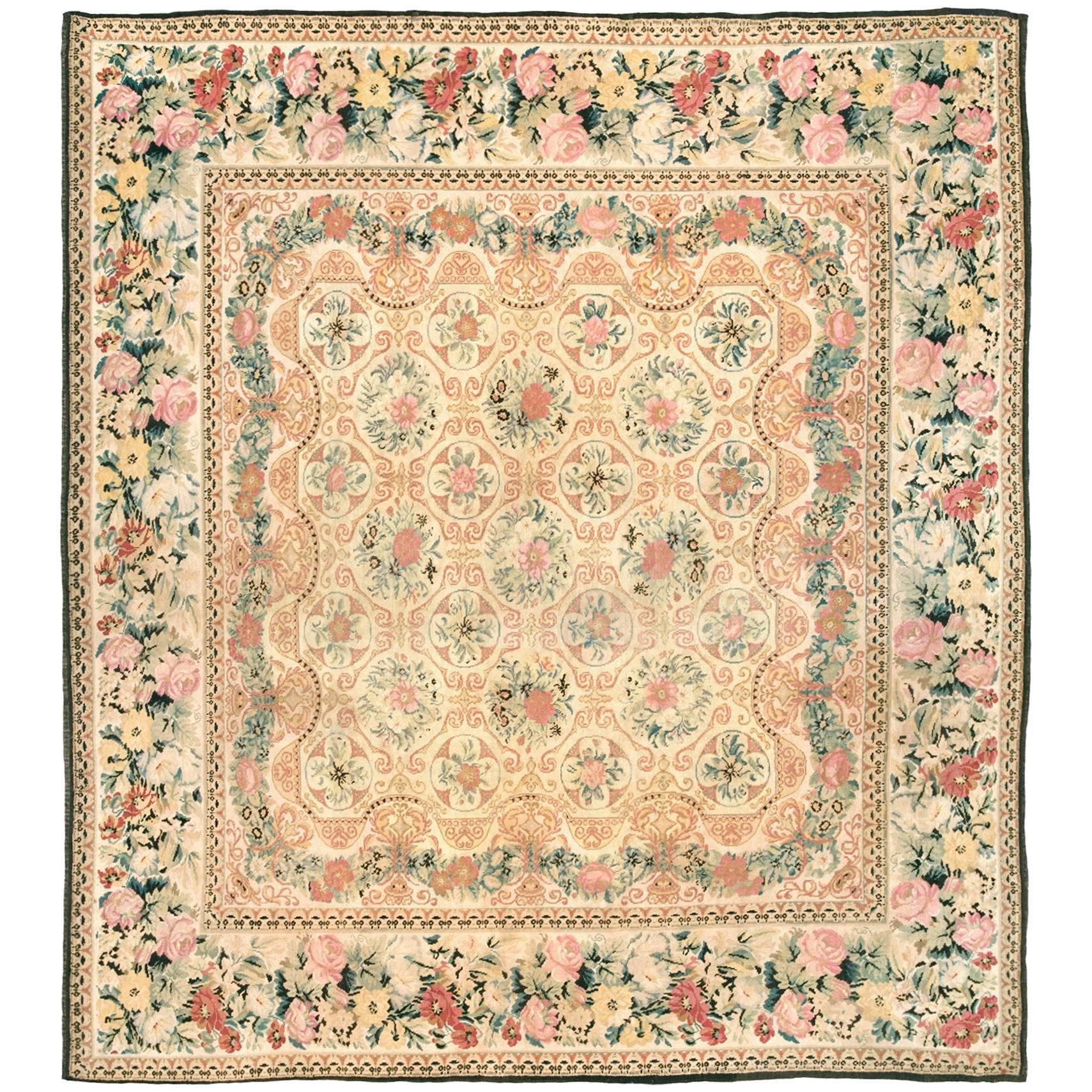 Ukranian Pile Carpet with Floral Design, 19th Century