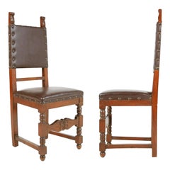 Antique Italian Renaissance Revival Style Side Chairs, Pair