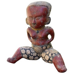 Rare grande figure assise en terre cuite de type D de Chinesco Mexique