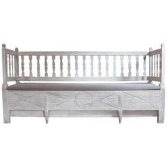 Antique Period Swedish Gustavian Sofa Bench with Reeded Front
