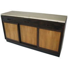 Vintage Ed Wormley for Dunbar Credenza with Italian Travertine Top