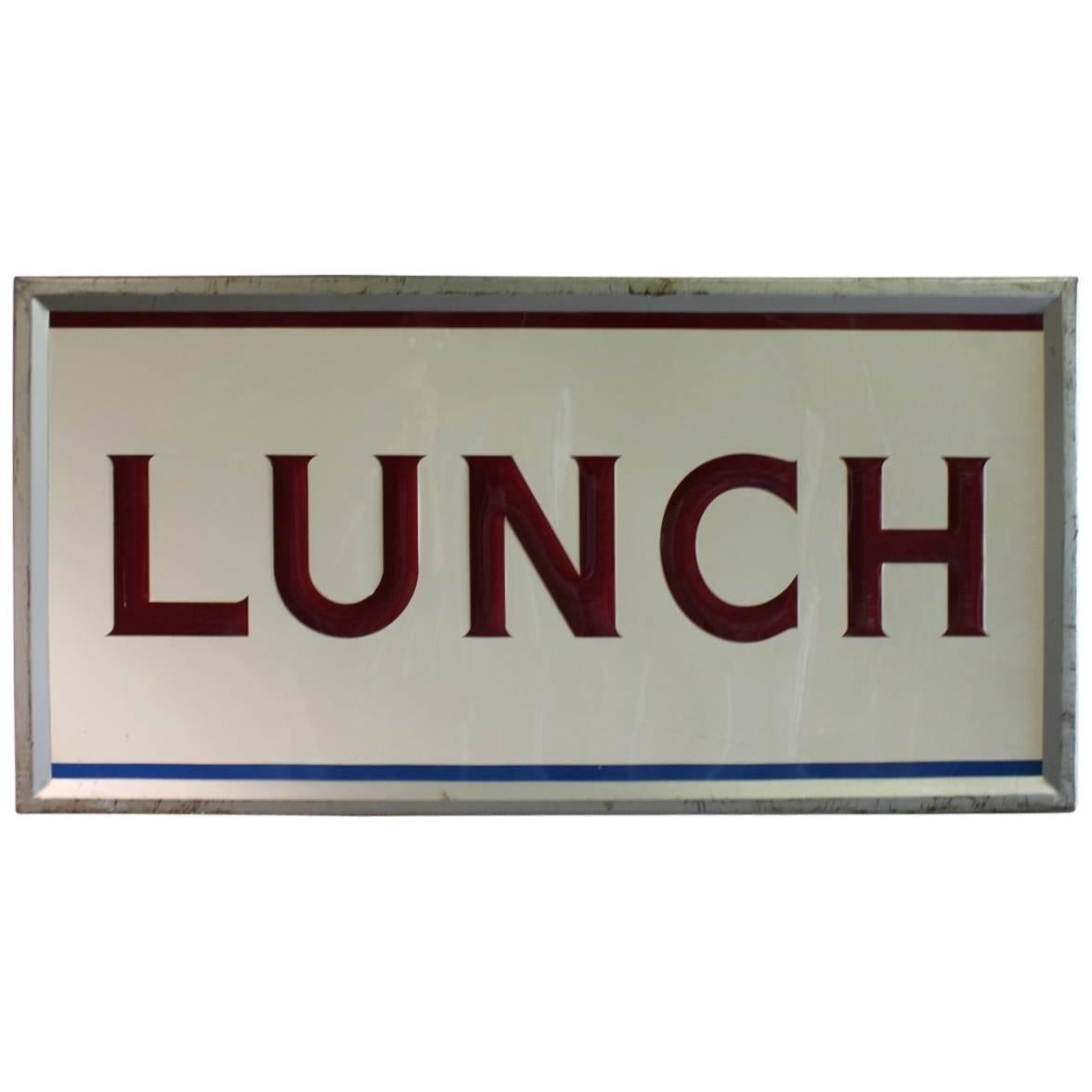 1950s Embossed Metal Lunch Sign For Sale