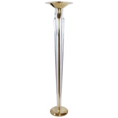 Italian Brass and Lucite Torchere/ Standing Lamp