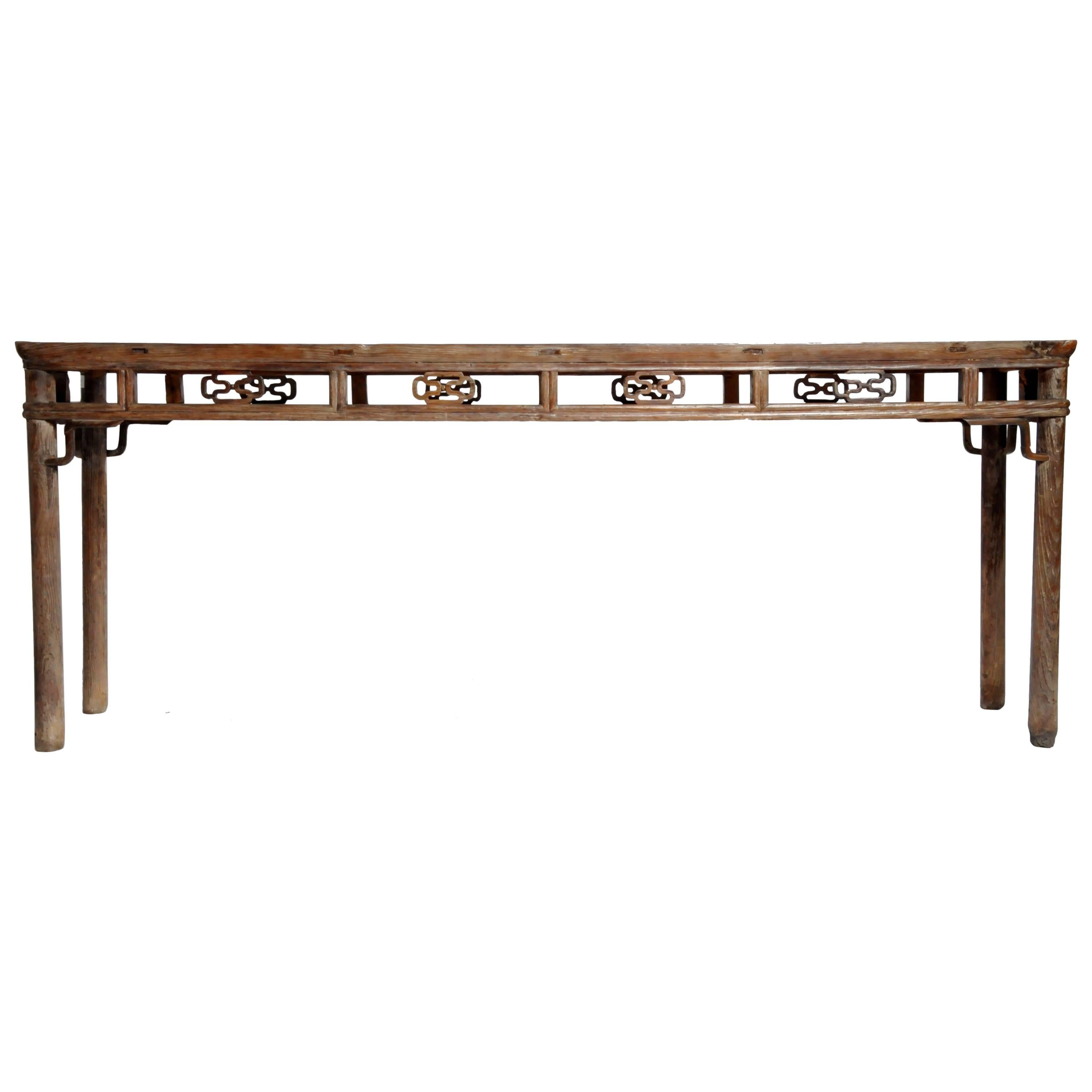Qing Dynasty Altar Table with Rounded Legs and Original Lacquer