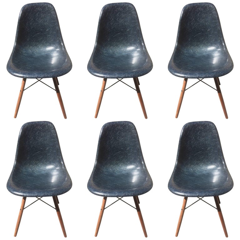 Vintage Eames Fiberglass Navy Blue Chairs For Sale at 1stDibs eames