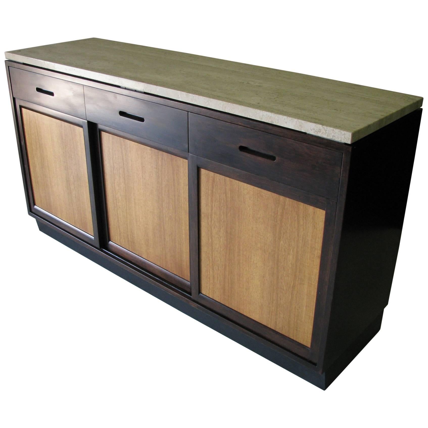 Ed Wormley for Dunbar Buffet with Italian Travertine Top For Sale