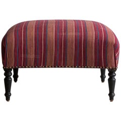 French Foot Stool Newly Upholstered in Tribal African Fabric