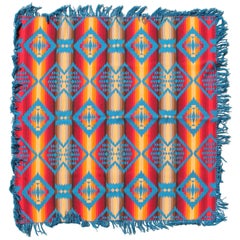 Pendleton Indian Design Teal Camp Blanket Dated 1921