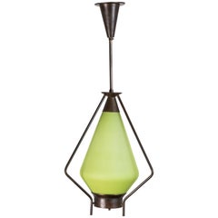 Retro Midcentury Green Glass Pendant