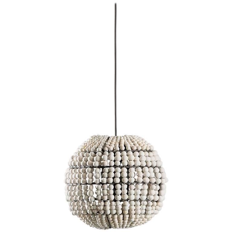Klaylife Sphere White Handmade Clay Beaded Pendant Light 21st Klaylife Sphere White Handmade Clay Beaded Pendant Light 21st Century For