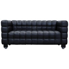 Wittmann Kubus Designer Sofa Leather Black Two-Seat Couch Modern