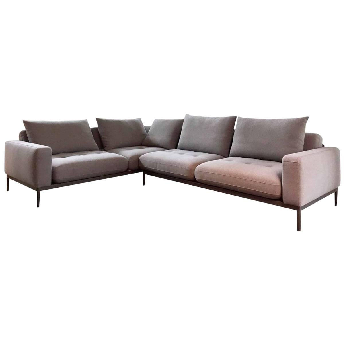 L-Sofa "Tira" by Manufacturer Rolf Benz in Metal Finished in Fabric