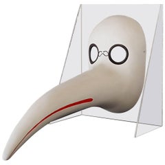 Italian Venice White Hand-painted Mask in Paiper-Mache for Morphos, Acerbis
