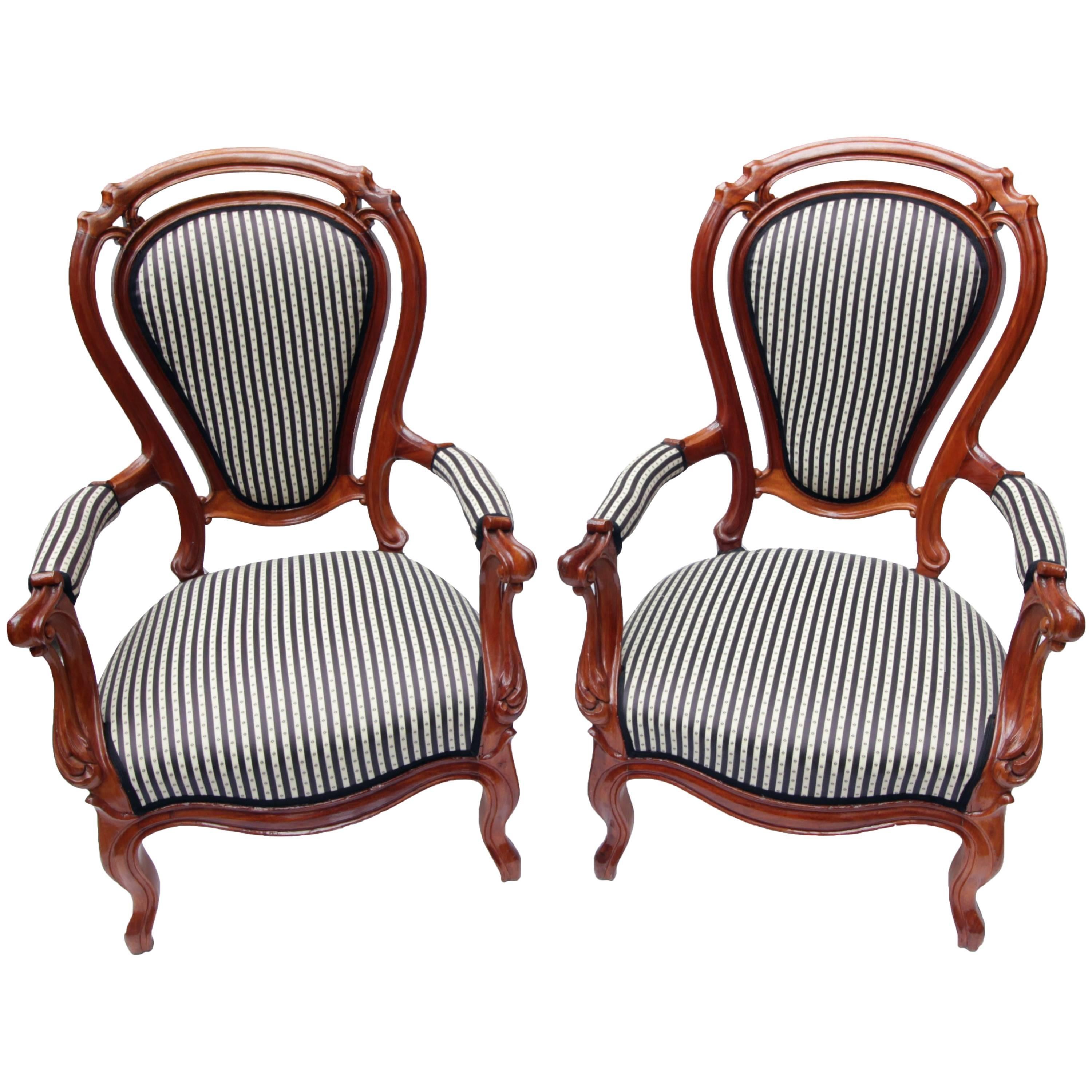 Fauteuil Louis Philippe du 19ème siècle, ensemble de deux fauteuils
